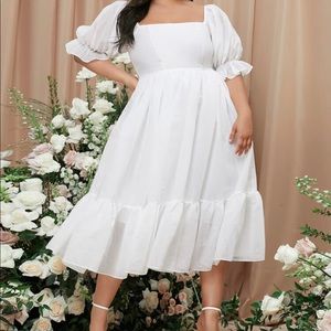 Shein White Milkmaid Dress Sz 1x (14)